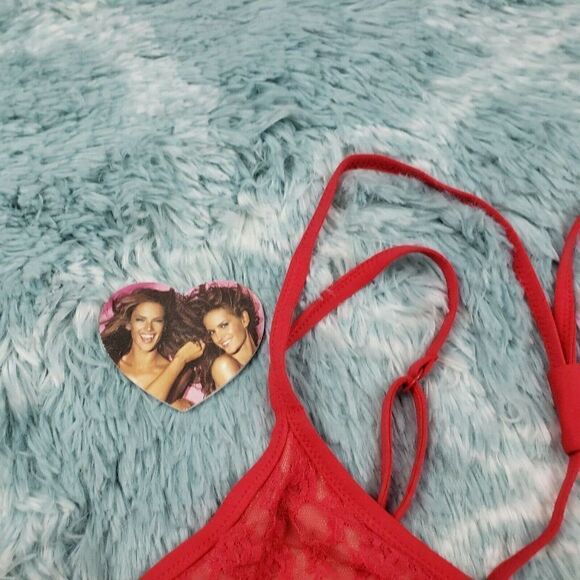 Victoria's Secret Women's Red The Lace Logo Unlined Bralette Bra Large - Picture 5 of 5